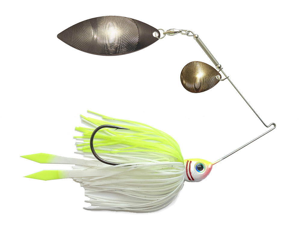 double spinner fishing lures Spinnerbait Chartreuse White Shad – Advantage Bait